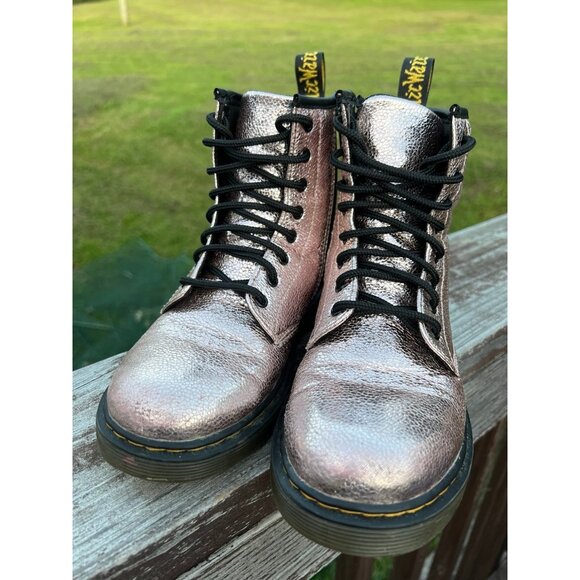 Doc Dr. Martens Air Wair Light Pink Disco Crinkle Metallic Foil Boots size 3 - Picture 2 of 7